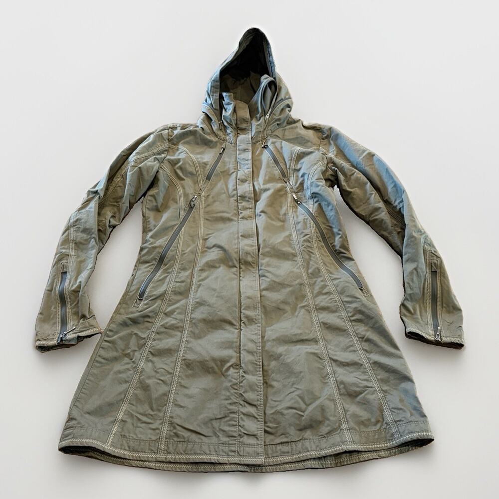 Kuhl Projekt Womens Green Water/Wind Resistant Trench Coat Hooded Full Zip M